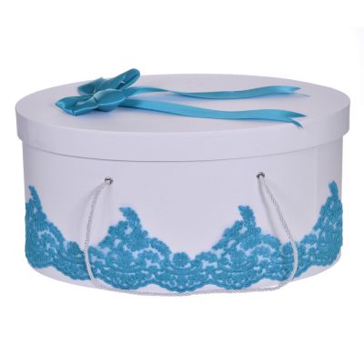 Cutie trusou botez dantela turcoaz eleganta si o fundita asortata pentru baietei Denikos® 819 NKO5248