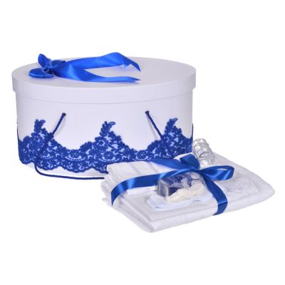 Pachet trusou botez si cutie trusou cu decor elegant Albastru pentru Baieti Denikos® 846 NKO5275