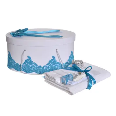 Set trusou botez si cutie trusou cu dantela Turcoaz pentru Baietel Denikos&reg; 847 NKO5276