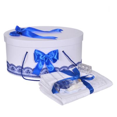 Pachet trusou botez si cutie pentru trusou Denikos 837 decor Albastru pentru baieti - NKO5266