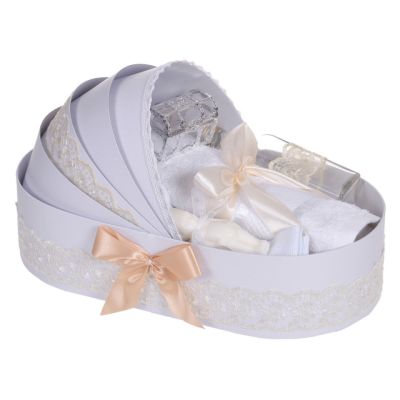 Trusou de botez complet cu dantela ivoire Unisex in cutie landou Denikos® 833 - NKO5262