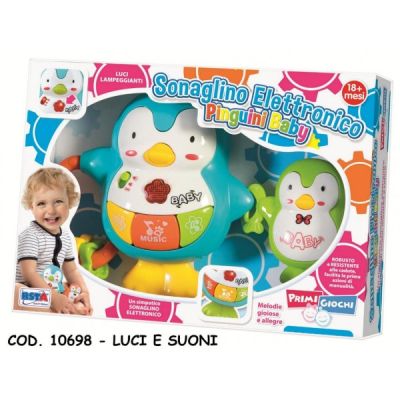 Set 2 pinguini cu sunete si lumini si inele dentitie RS Toys - SOLRS10698