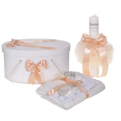 Set unisex trusou botez cutie trusou si lumanare personalizata cu nume, decor Crem Denikos&reg; 905 NKO5334