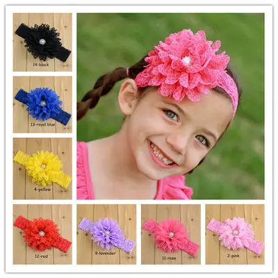 Bentita din dantela cu floare si perluta MBFD106-R30