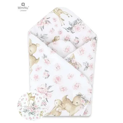 MimiNu - Paturica de infasat multifunctionala standard, 75x75 cm, Sweet Deer Pink BYN6426972006187