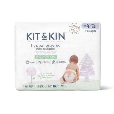 Scutece hipoalergenice eco kit&kin, marimea 4, 9-14 kg , 32 buc tnakks4nappiesft