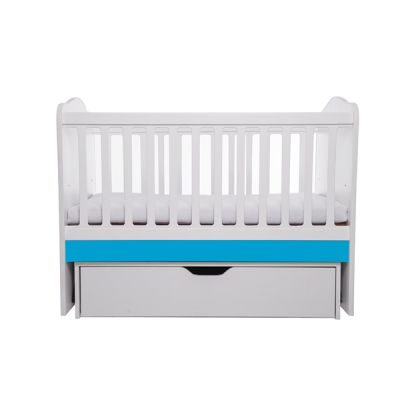 Patut vessanti como balansoar - alb cu albastru + saltea cocos confort 120 x 60 x 12 cm edep12db_d150