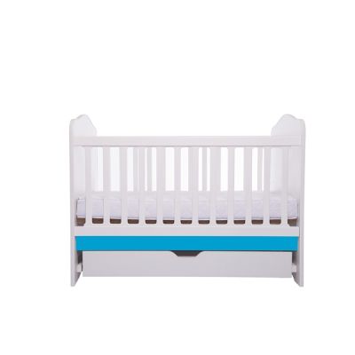 Patut vessanti como cu sertar - alb cu albastru + saltea cocos confort 120 x 60 x 12 cm edep12dcs_d150