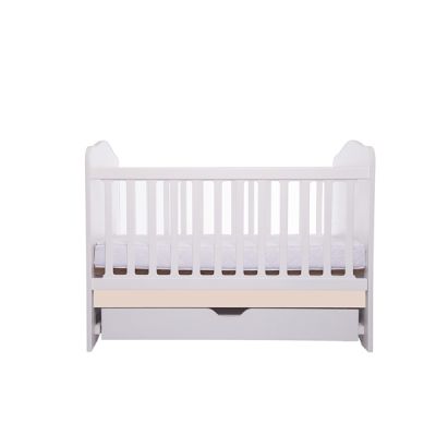 Patut vessanti como cu sertar - alb cu bej + saltea cocos confort 120 x 60 x 12 cm edep12dcs_d102