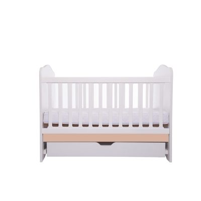 Patut vessanti como cu sertar - alb cu cappucino + saltea cocos confort 120 x 60 x 12 cm edep12dcs_d126