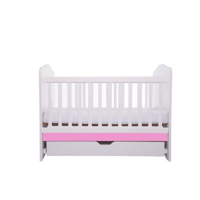 Patut vessanti como cu sertar - alb cu roz + saltea cocos confort 120 x 60 x 12 cm edep12dcs_d125