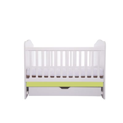 Patut vessanti como cu sertar - alb cu verde + saltea cocos confort 120 x 60 x 12 cm edep12dcs_d134
