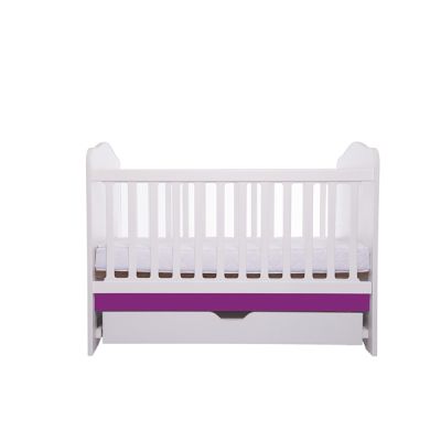 Patut vessanti como cu sertar - alb cu violet + saltea cocos confort 120 x 60 x 12 cm edep12dcs_d137