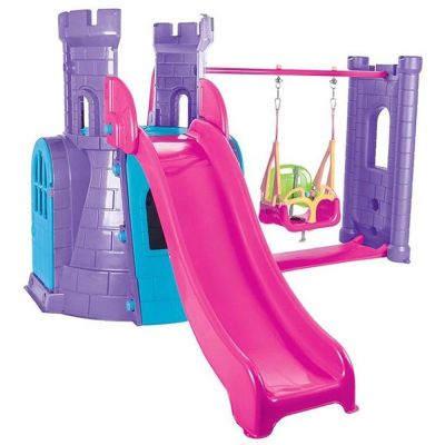Centru de joaca pilsan castle slide and swing set purple hubpl-07-961-pu