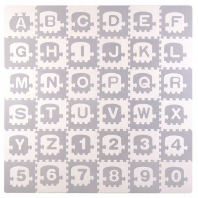 Salteluta de joaca 180 x 180 cm cu litere si cifre ricokids 7488 - trenulet gri edeedi7488
