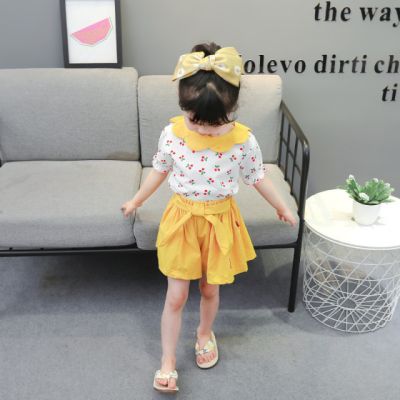 Costumas alb cu galben pentru fetite - Cirese MDW-098-6