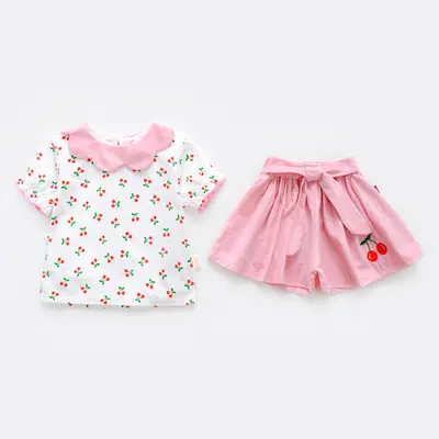 Costumas alb cu roz pentru fetite - Cirese MBW-098-5.18-24 luni
