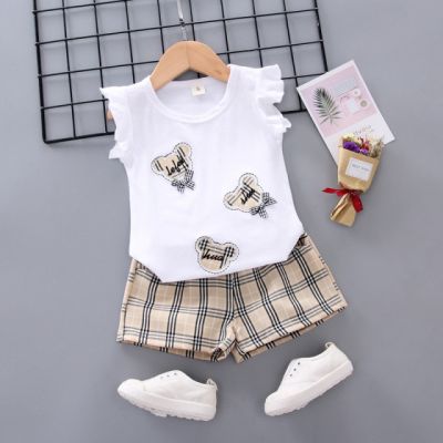 Costumas cu bluzita si pantaloni scurti in carouri MDW-166-1