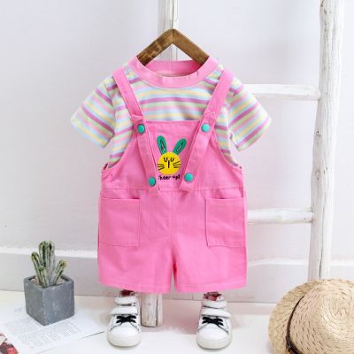 Salopeta roz cu tricou - Bunny MDW-123-1