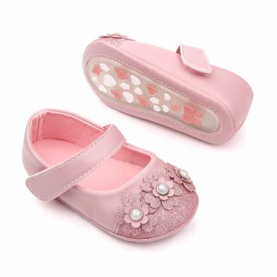 Pantofiori roz cu sclipici si floricele MBd2559-2-p23.0-3 luni