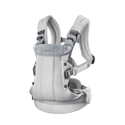 BabyBjorn - Marsupiu anatomic cu multiple pozitii de purtare colectia Harmony, 3D Mesh, Silver - Editie Limitata BSAFE088004E1