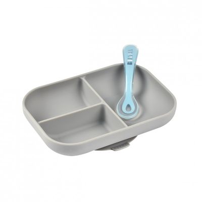 Set de masa silicon Beaba 2 piese - Gri ERFB913508