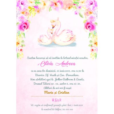 Invitatie de botez Lebada - SHYFL002