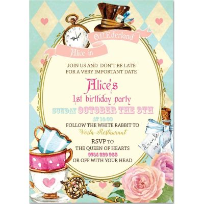 Invitatie de botez Alice in tara minunilor - SHYFL003