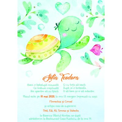 Invitatie de botez Broscuta testoasa - SHYFL011