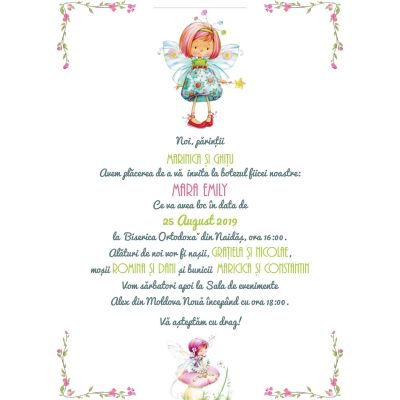 Invitatie de botez Fetita flutusas - SHYFL013