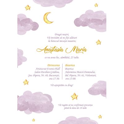 Invitatie de botez Norisori roz - SHYFL015