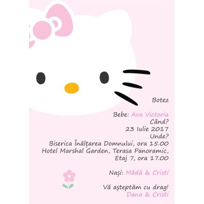 Invitatie de botez Hello Kity - SHYFL017