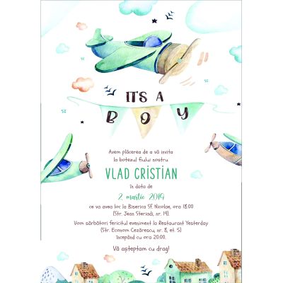 Invitatie de botez Avion - SHYFL022