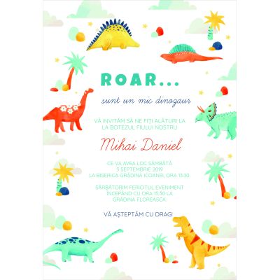 Invitatie de botez Dinozauri - SHYFL023