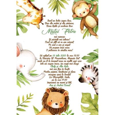 Invitatie de botez Jungle - SHYFL031