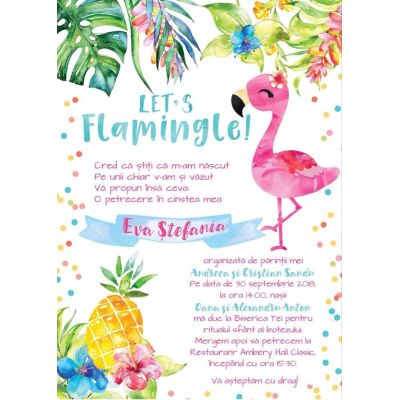 Invitatie de botez Flamingo - SHYFL034