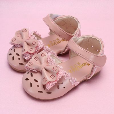 Pantofi roz pudra cu fundita si danteluta MDA01-1-sa45(DE5)
