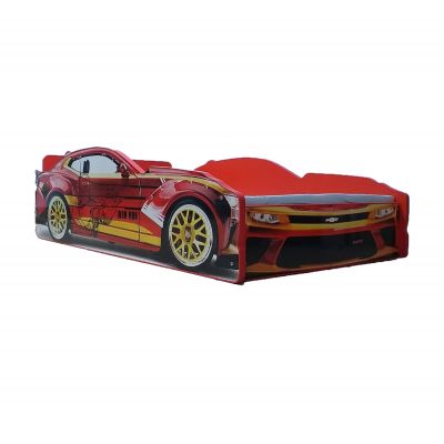 Pat Iron Car Pentru Copii De Dimensiunea 180x80 Cu Saltea Inclusa CMG2519
