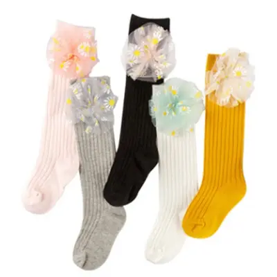 Sosete trei sferturi cu floare din tulle ADSKK109-C6