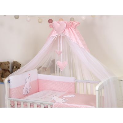 Amy - Baldachin Din Tul, Bear Heart Roz, Suport De Prindere Inclus, 600x160 Cm Pjb68909+s