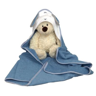 Prosop De Baie Pentru Bebelusi Din Bumbac Frotte, Cu Gluga, Fluffy Blue, 75 X 75 Cm Pjb80287