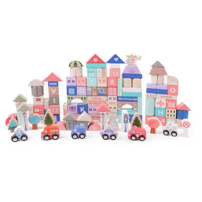 Set cuburi de constructii creative ecotoys hm015220, din lemn, 115 blocuri edeedihm015220