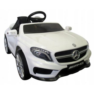 Masinuta electrica cu telecomanda, roti eva, scaun piele mercedes gla45 - alb edeediamggla45elalb