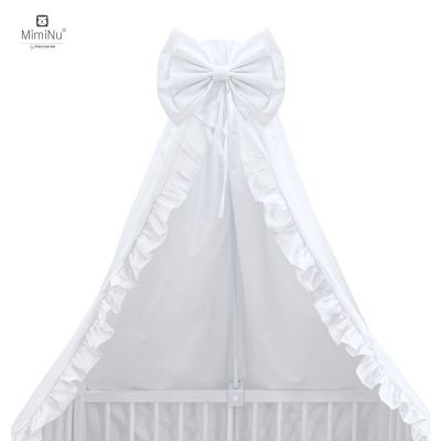 MimiNu - Baldachin din tull, pentru patut, cu funda si volan, 210x145 cm, Alb BYN6426972006828