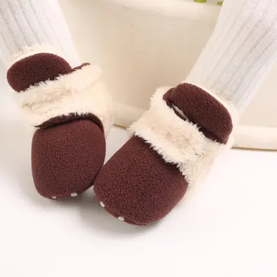 Cizmulite plusate crem cu visiniu pentru bebelusi MBB255-3-sa2