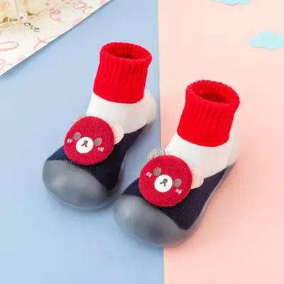 Mocasini in nuante de rosu, alb si bleumarine, cu talpa antiderapanta MDDW925-5-mo4