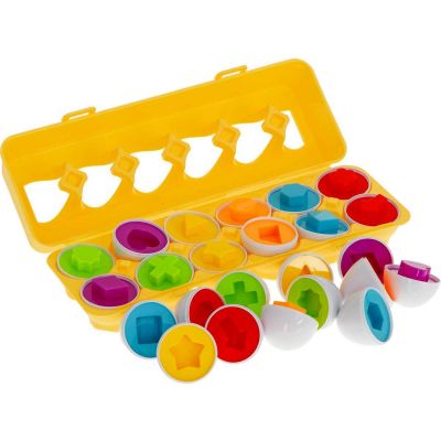 Joc educativ Matching eggs, Set 12 oua pentru invatarea formelor si culorilor Ikonka IK17739 BBJIK17739_Initiala