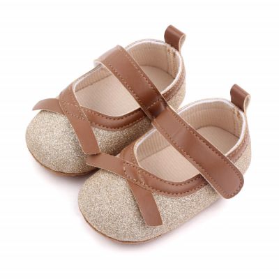 Pantofiori aurii cu fundita maro ADd2665-2-p4