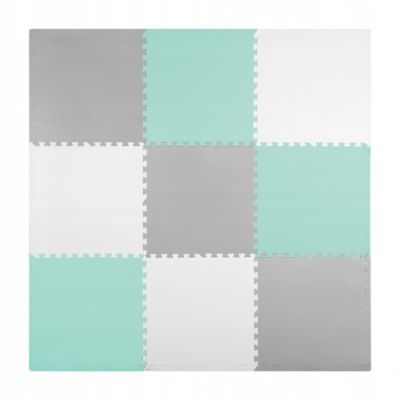 Salteluta de joaca tip puzzle 180 x 180 cm ricokids 7499 - turcoaz - gri edeedi7499