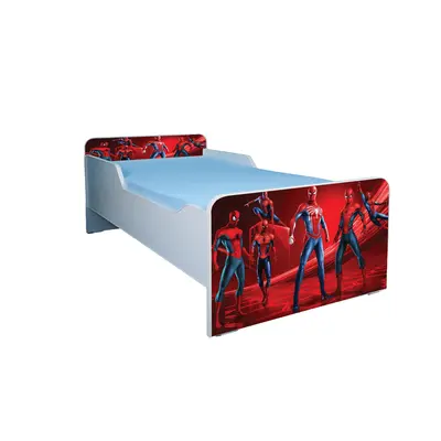 Pat Baieti 2-8 Ani Spiderman Cu Saltea SafeNest 140x70, Fara Sertar Ptv2357